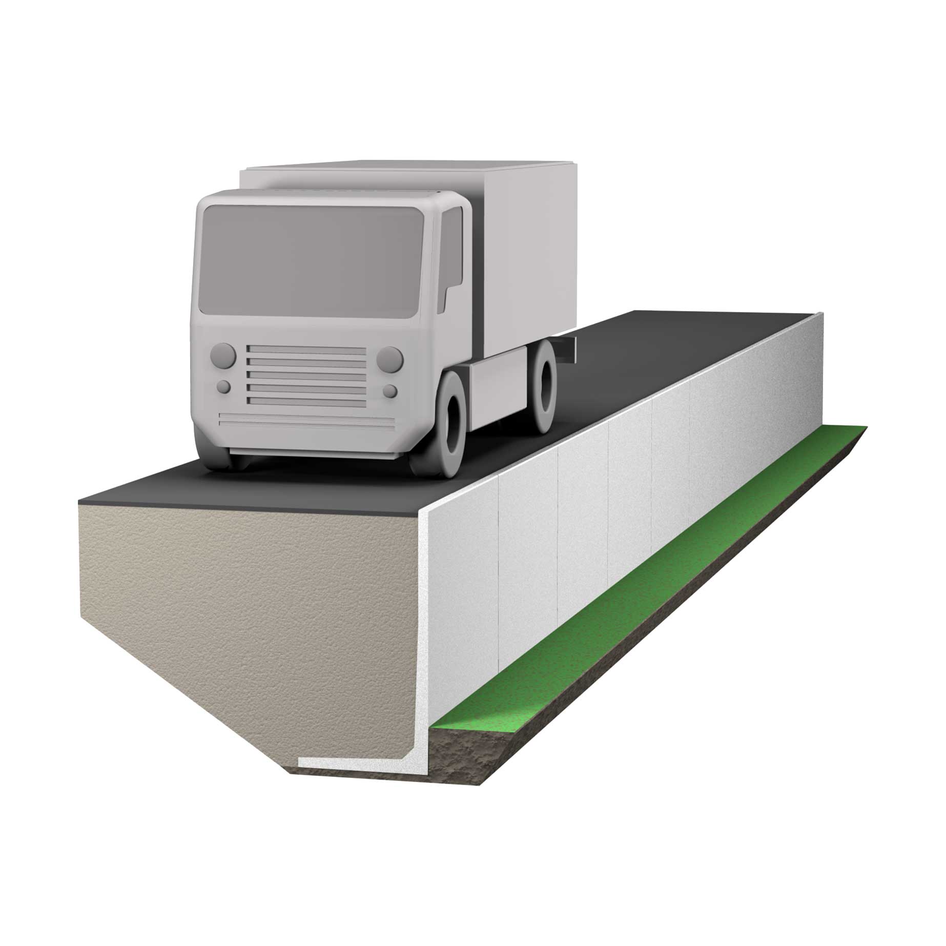 L-stöd i betong där krav finns på att klara högre marktryck -  för medeltung fordons- och trucktrafik.